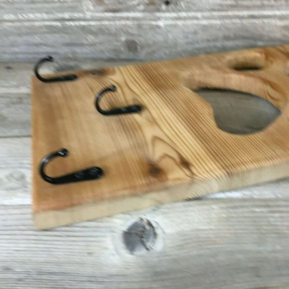 Dog Paw Key and Dog Leash Holder Made with Real Wood 3 Hooks - Picture 4 of 5